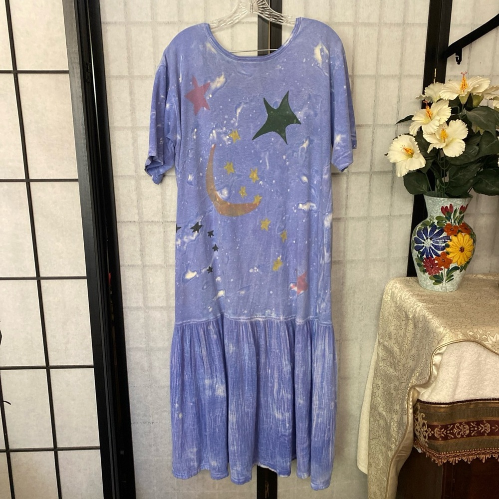 Sloop Jones Signed Dress 1 SZ Resort Wear Beachy Vacation Artsy Bohemian Midi - Picture 5 of 16